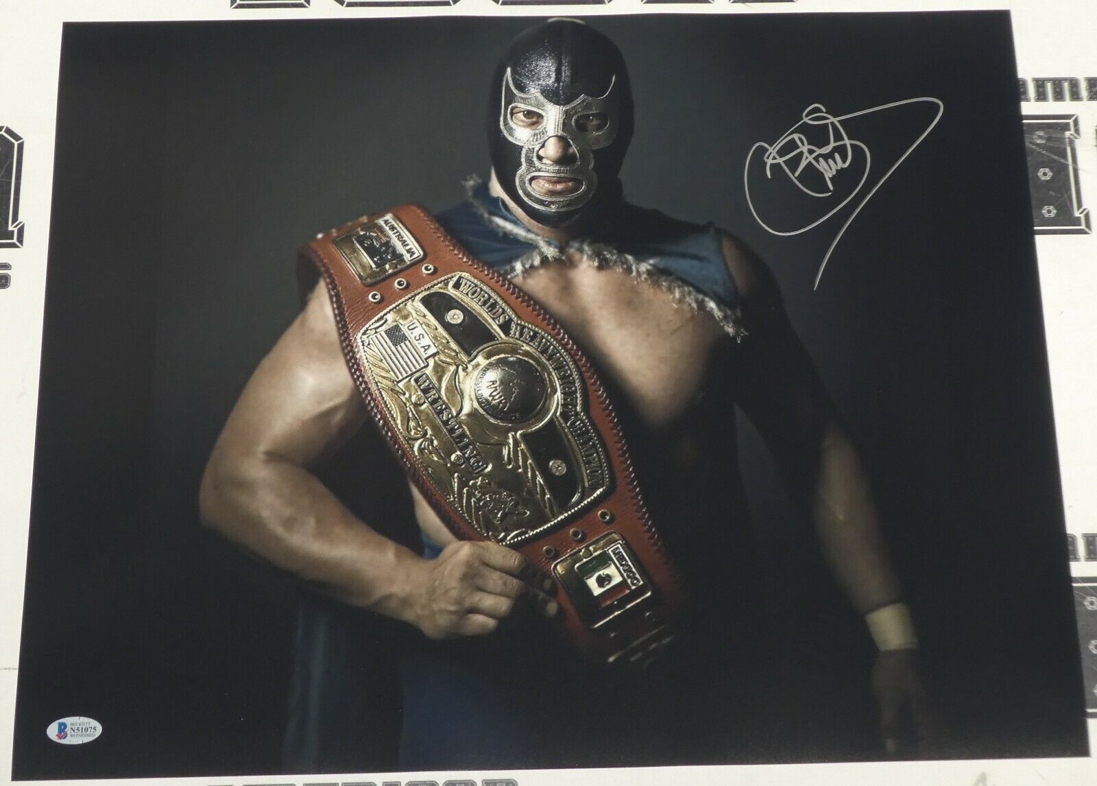 Blue Demon Jr Signed 16x20 Photo Poster painting BAS Beckett COA AAA NWA Lucha Libre Autograph 1