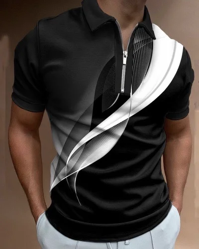 Men's Casual Gradient Print POLO Shirt
