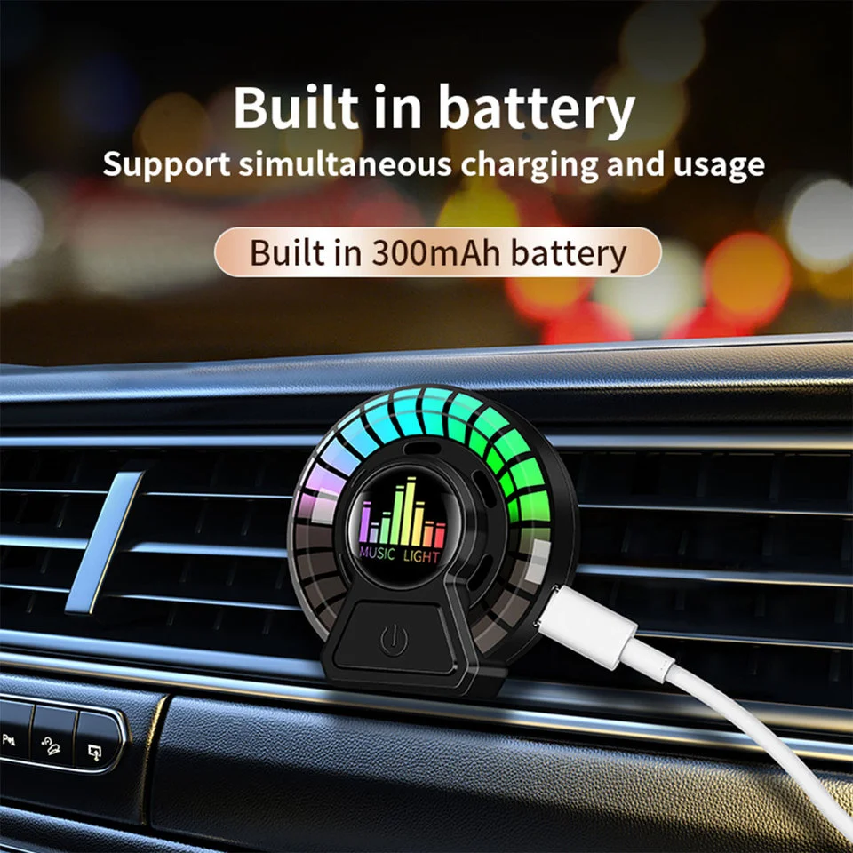 Car Air outlet Freshener Aromatherapy rgb Sound pickup lamp LED Breathing lamp Gu Long ocean Floral fragrance Solid Aromatherapy