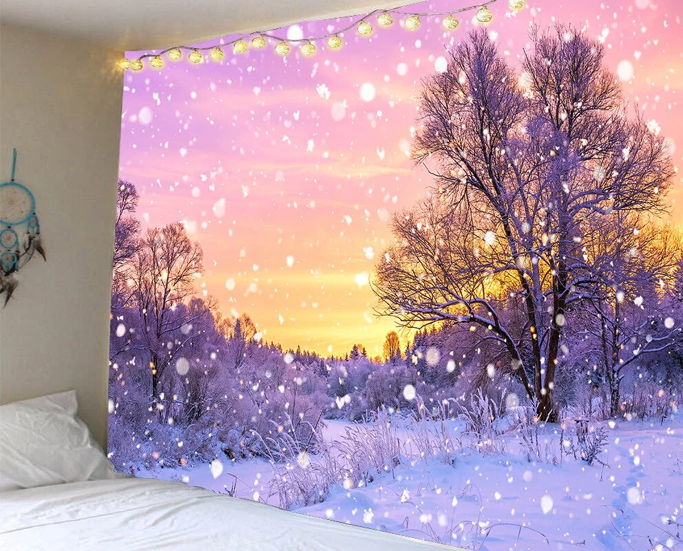 Christmas Green Tree Tapestry Home Wall Hanging Cloth Festival Elk Background Cloth Xmas Home Decoration Bedspread Wall Carpet