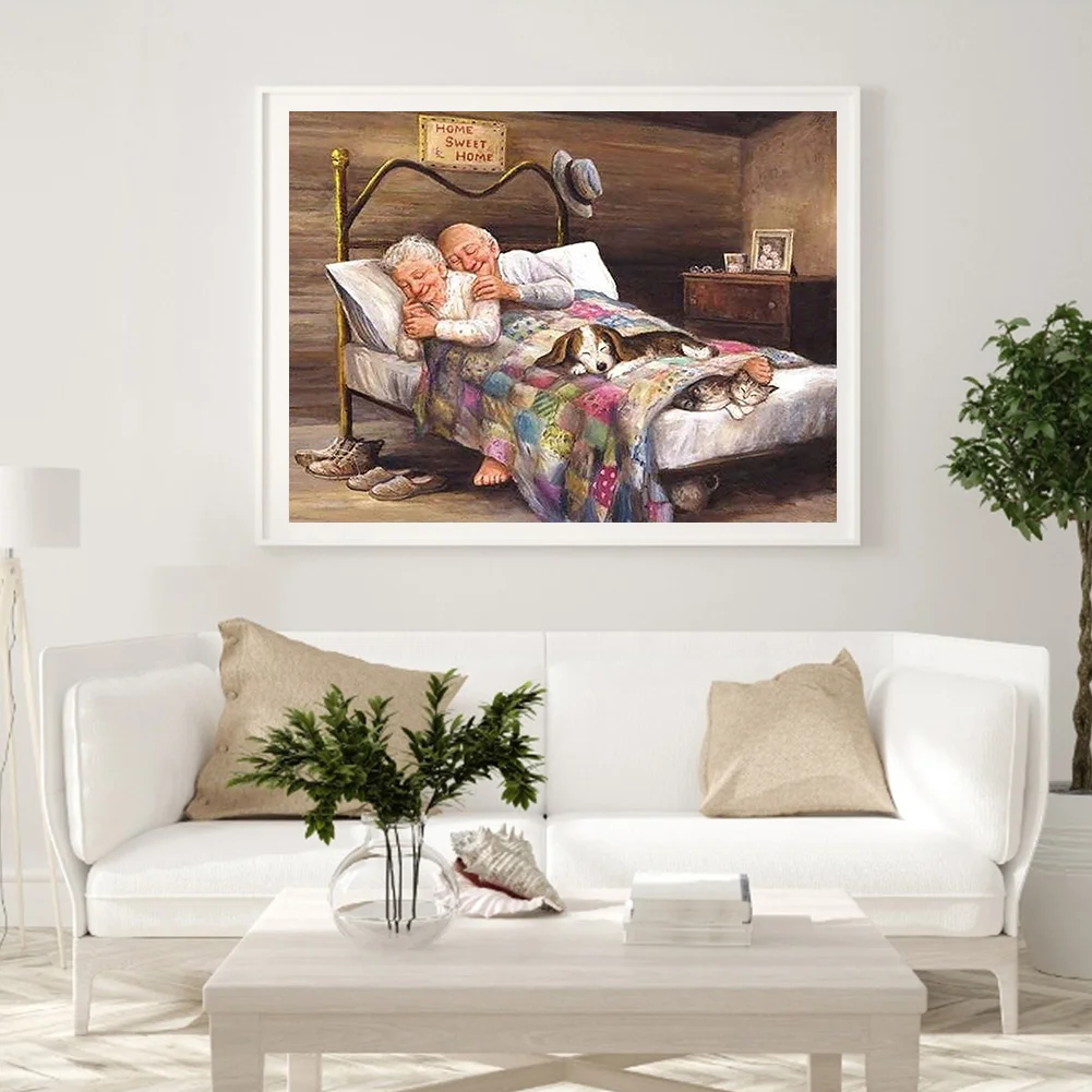 Diamond Painting - Full Round Drill - Old Couple(50*40cm)
