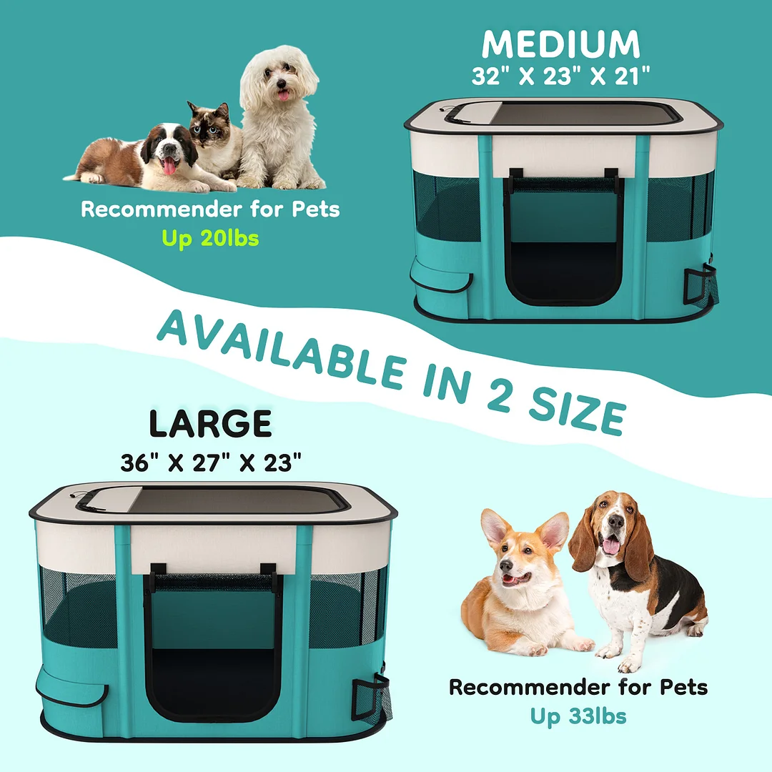 BEBANG Pet Playpen, Foldable Portable Dog Cat Playpens Exercise Kennel Tent, Removable Shade Cover, Indoor Outdoor Travel Camping Use