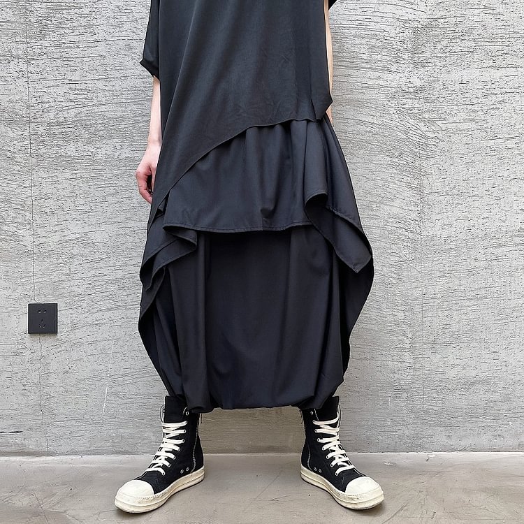 -Irregular Three-dimensional Cutting Niche Harem Pants, Japanese Loose Culottes-Dawfashion- Original Design Clothing Store-Halloween 2022