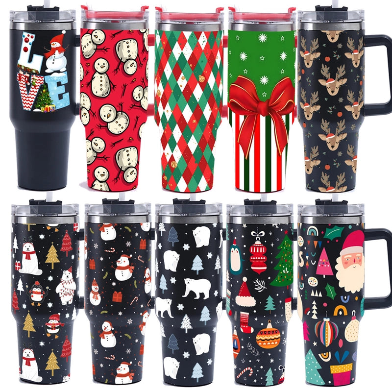 Christmas Cute Santa Claus Snowman Elk 201 Stainless Steel 304 Stainless Steel Thermos Cup 1 Piece
