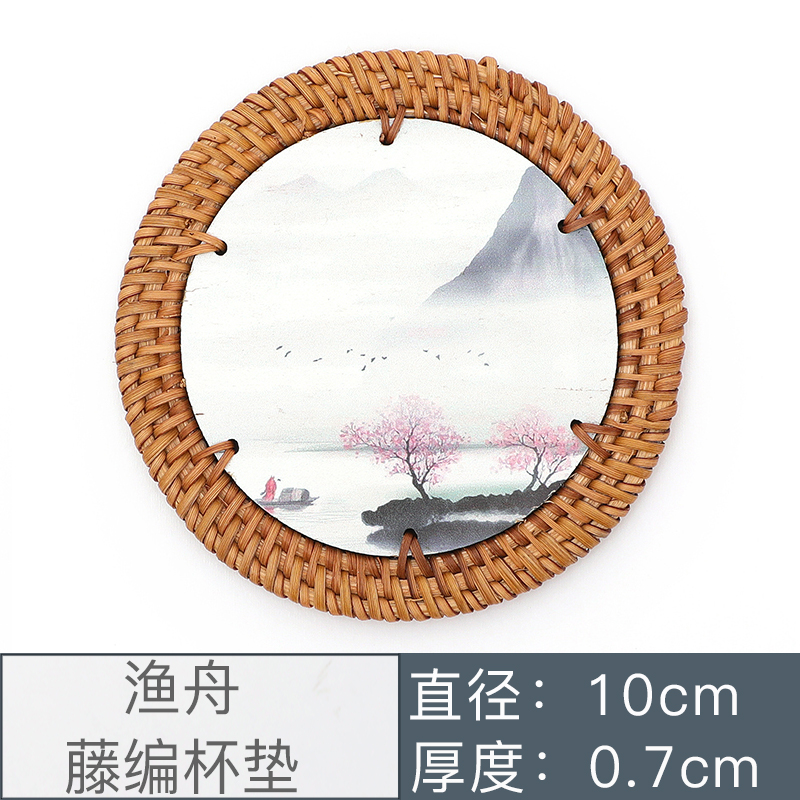 Handmade Rattan Wooden Coaster Heat Proof Mat Tea Utensils