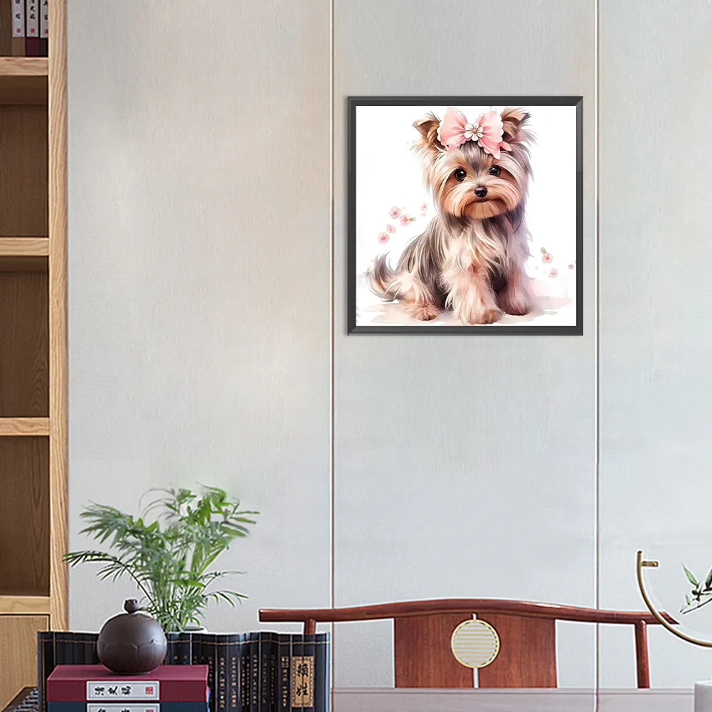 Diamond Painting - Full Round Drill - Yorkshire Puppy(Canvas|30*30cm)