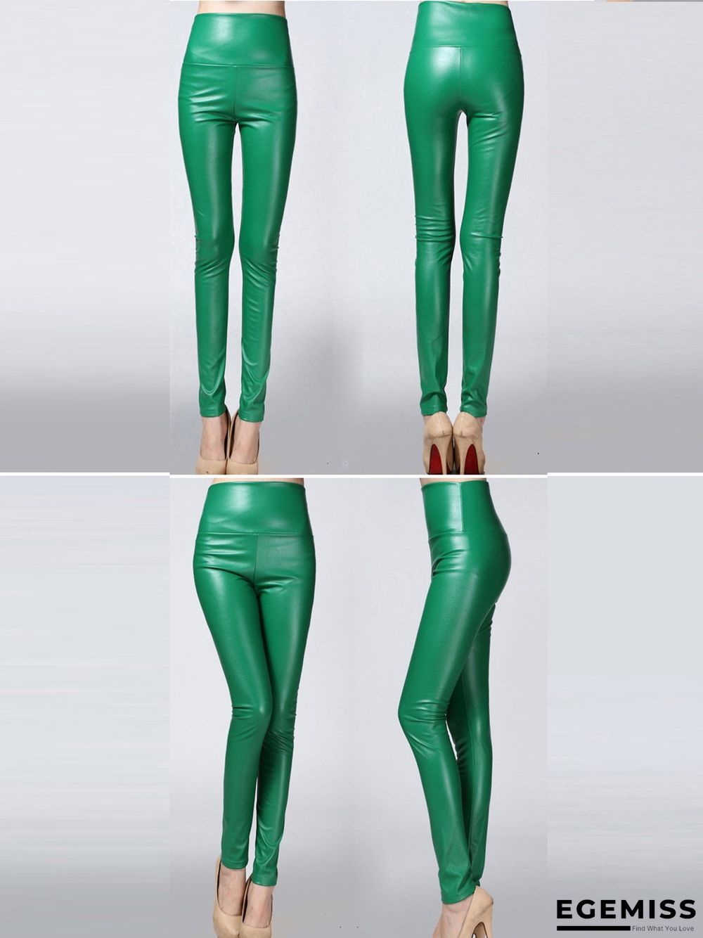 Plus size color elastic pu thick leggings leather Leggings | EGEMISS