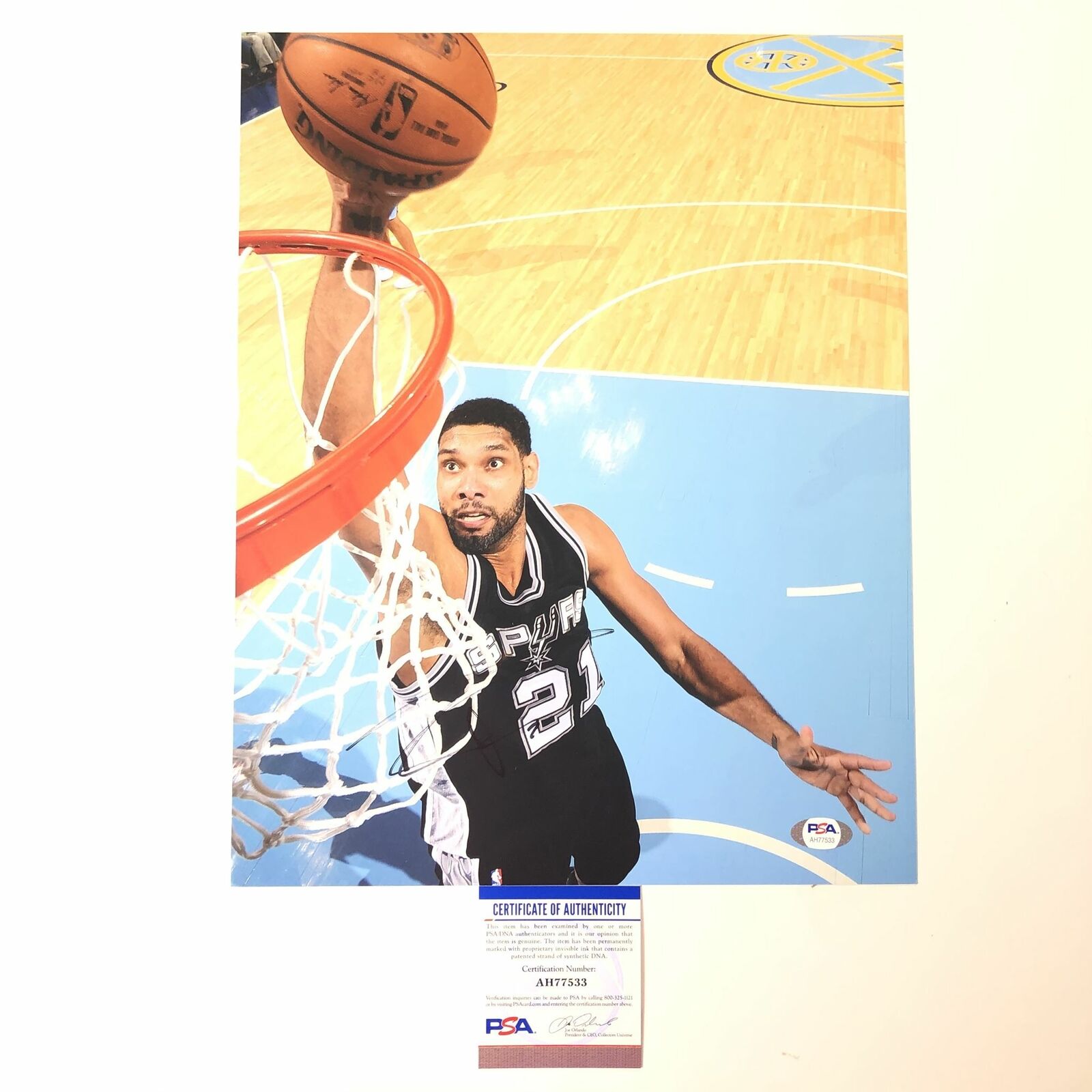 Tim Duncan signed 11x14 Photo Poster painting PSA/DNA San Antonio Spurs Autographed