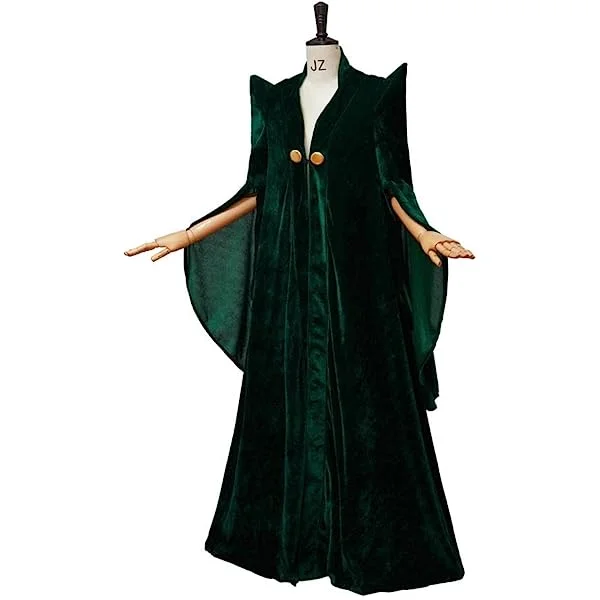 Professor McGonagall Cosplay Costume Womens Witch Halloween Costume Sorceress Cloak Robe L/XL
