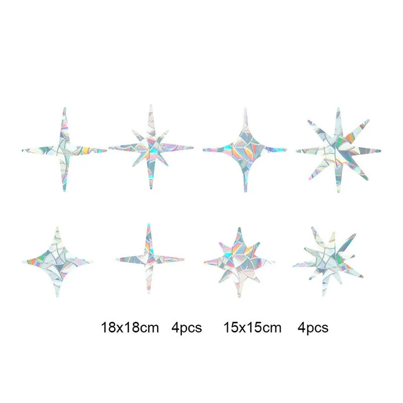 9pcs Electrostatic Glass Stickers Cat Hummingbird Trumpet Rainbow Prism PVC Glue-free Window Film Removable Glass Window Grilles