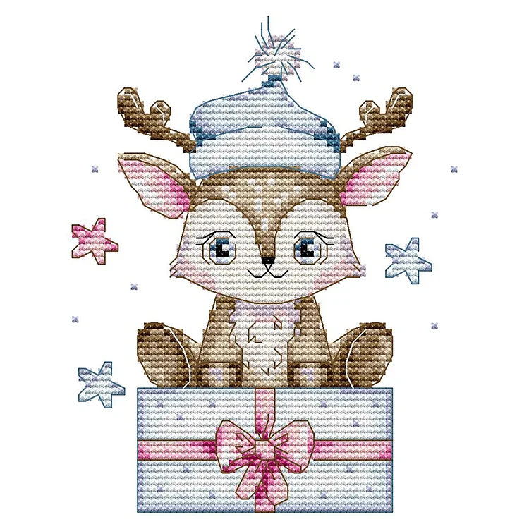 Christmas Fawn - Printed Cross Stitch 14CT 16*19CM