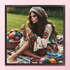 Crochet Girl With Ball Of Yarn-11CT Stamped/Counted Cross Stitch 50*50cm/19.69*19.69in tapestrymarket