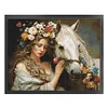 (US Only)Full Embroidery Eco-cotton Thread 11CT Printed Girl Horse Cross Stitch 74x61cm