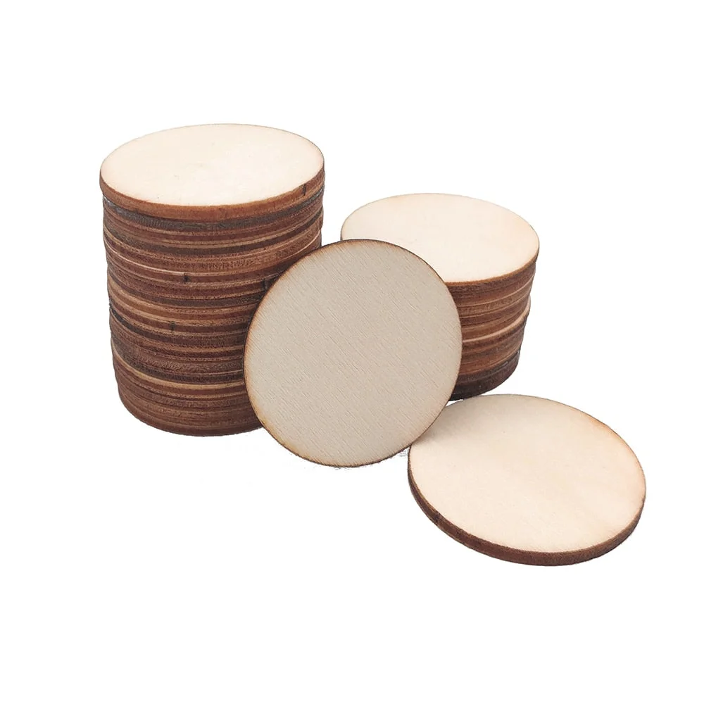 10pcs 40mm Wood Circles Round Wooded Cutouts Slices for Pyrography, Painting and Christmas Home Decoration DIY Craft