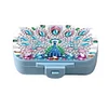 (US Only)Peacock Diamond Painting Kit Square Pill Box Portable Medicine Storage Box