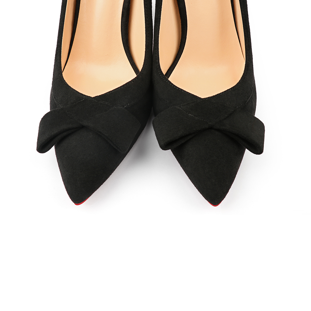100mm Women's Party Wedding Heels Bowknot Pumps Red Bottom Shoes-MERUMOTE