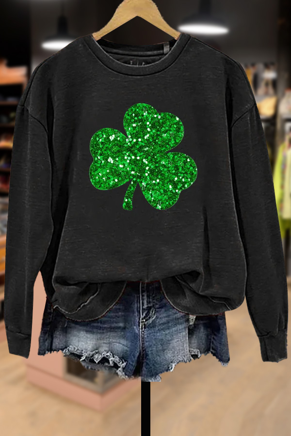 Casual Clover Print St.Patrick's Day Sweatshirt