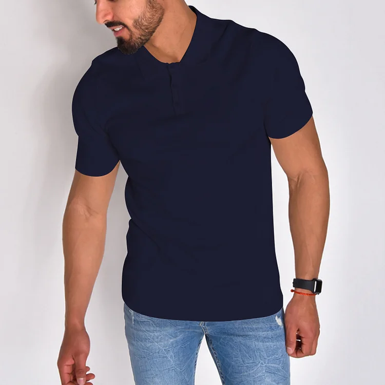 BrosWear BrosWear Men's Plain Casual Short Sleeve Polo Shirt