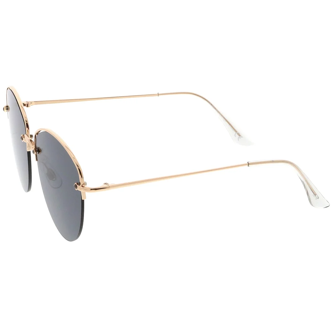 Modern Metal Nose Bridge Flat Lens Semi-Rimless glasses 60mm