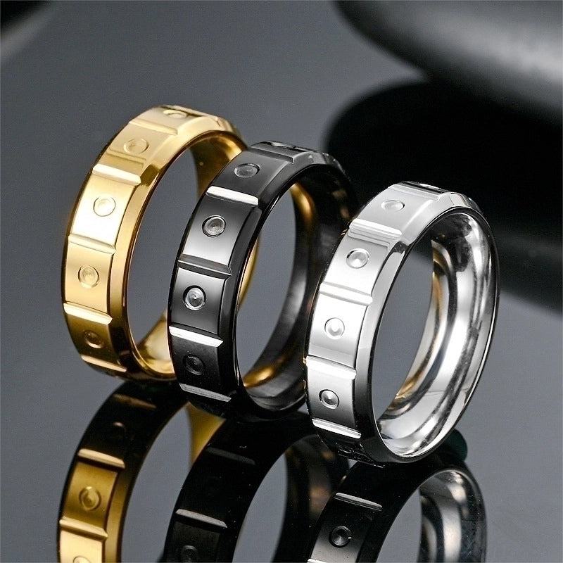 Titanium Steel 18K Gold Plated Casual Hip-Hop Plating Solid Color Rings