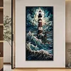 (40*80cm)Lighthouse in the Storm - Round AB Drill Diamond Painting
