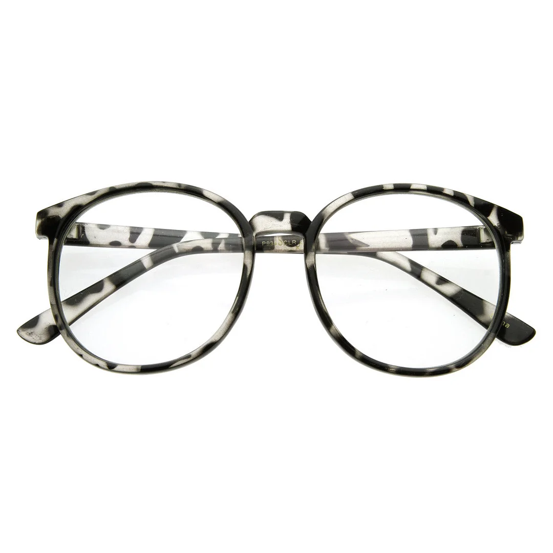 Vintage Inspired Round Circle Spectacles Clear Lens Horn Rimmed P-3 Glasses