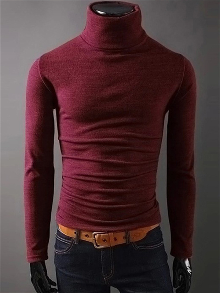 Men's Sweater Turtleneck Sweater Knit Turtleneck Clothing Apparel Winter Black Blue S M L