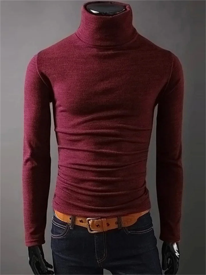Men's Sweater Turtleneck Sweater Knit Turtleneck Clothing Apparel Winter Black Blue S M L-Cosfine