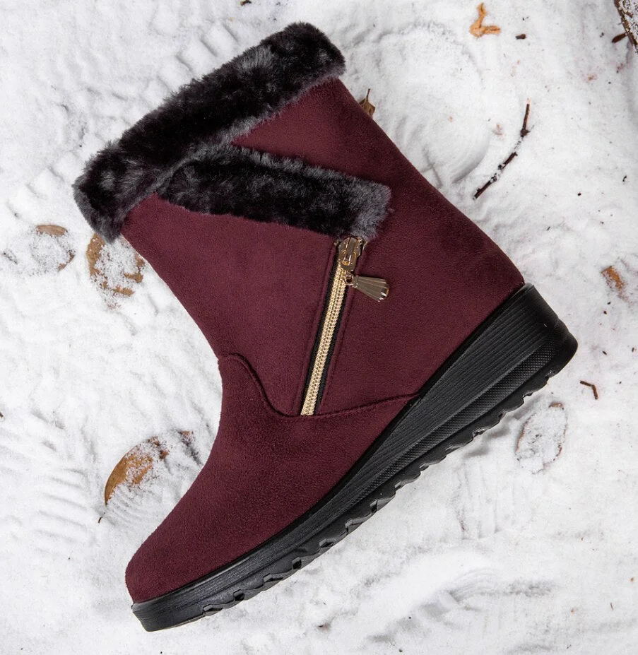 Waterproof Snow Boots for Women 2021 Winter Warm Plush Ankle Booties Front Zipper Non Slip Cotton Padded Shoes Woman Size 44