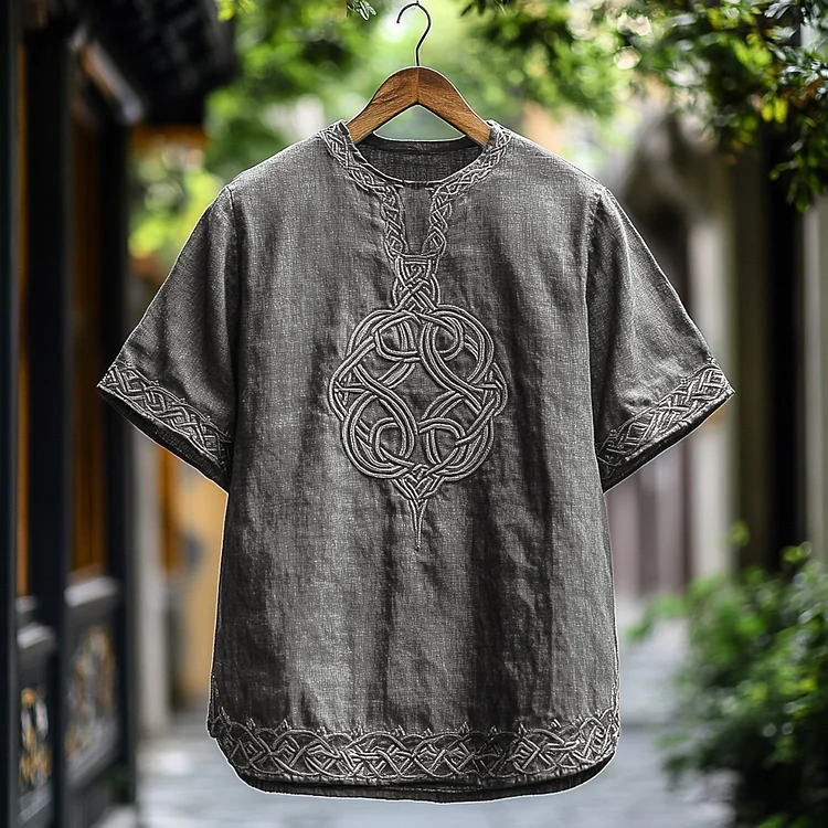 VChics Men's Viking Celtic Knot Art Linen T-shirt