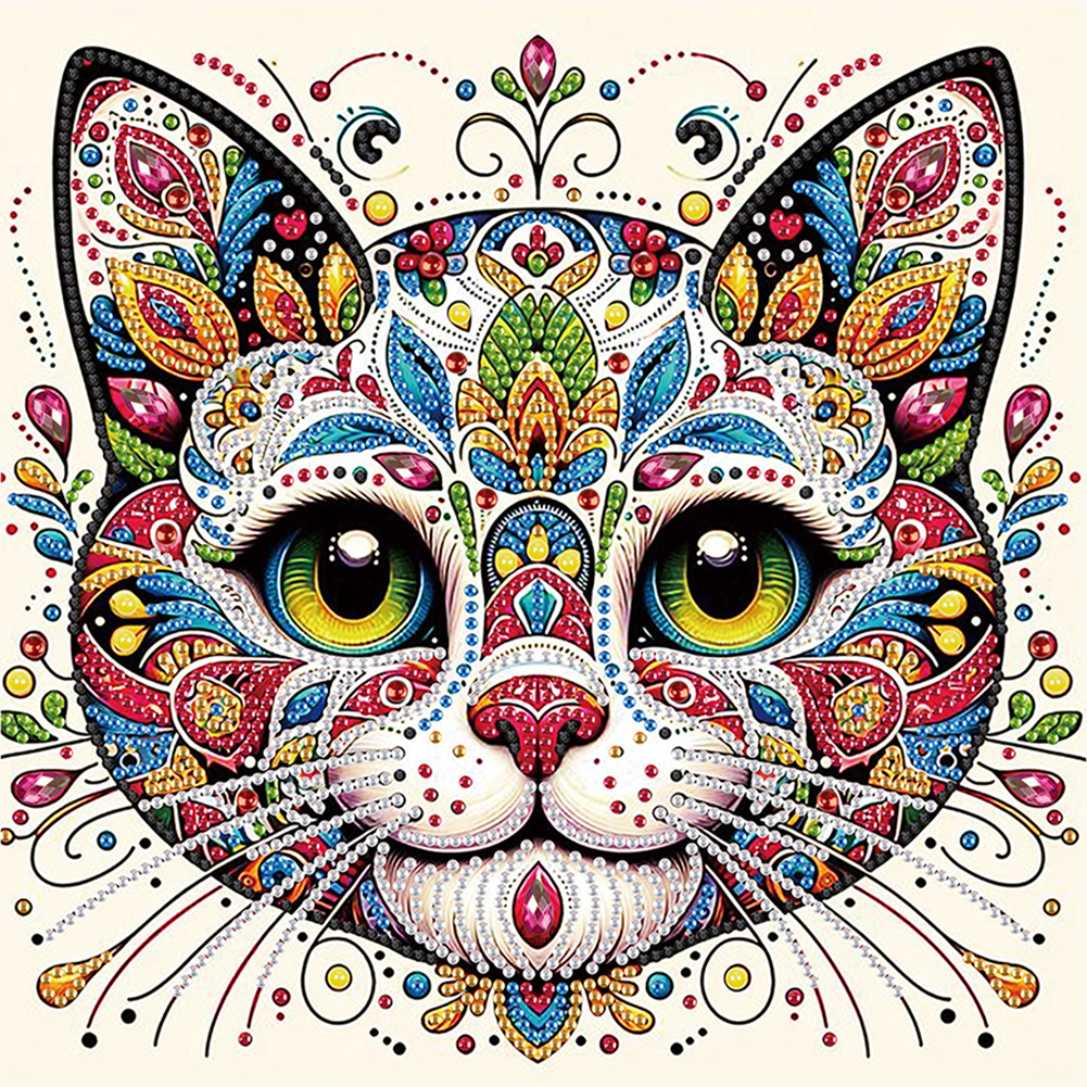 Mandala Cat 30*30cm(canvas) special shaped drill diamond painting