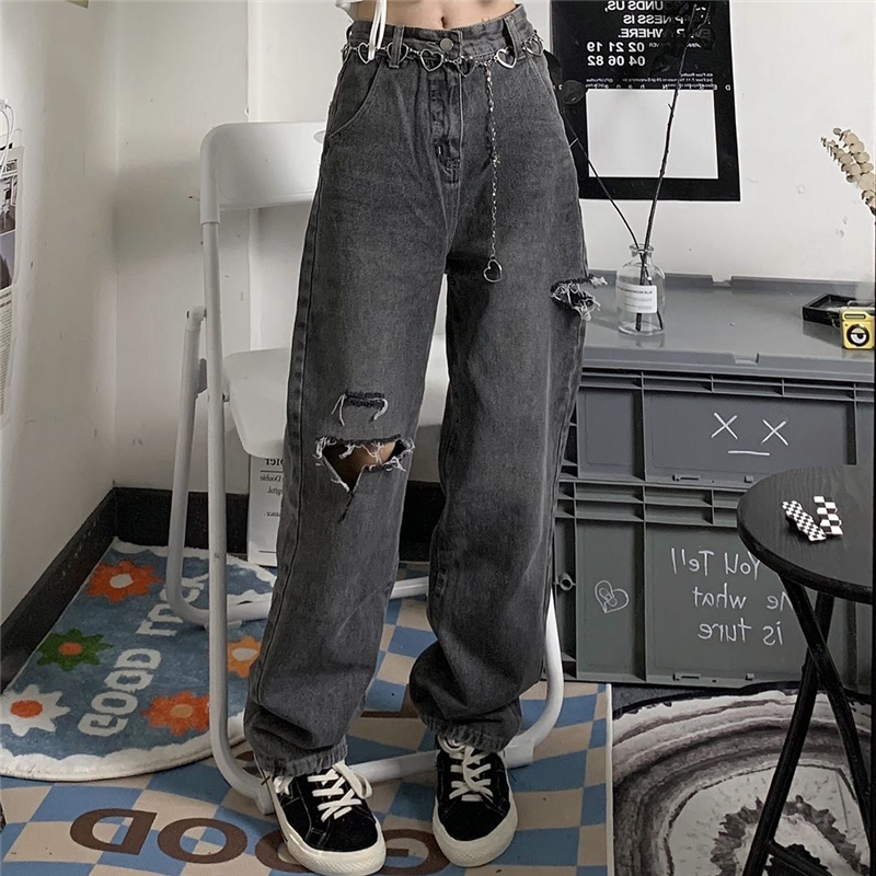 HIGH STREET RIPPED WIDE LEG JEANS