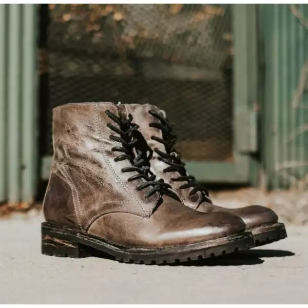Retro Lace Up Solid Color Tall Men's Boots