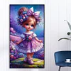 Fleur violette fille-ronde drill diamond painting-40 * 70cm (grande taille)