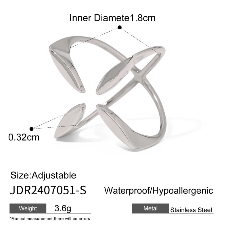 Exaggerated Artistic Geometric 304 Stainless Steel Layered Open Rings