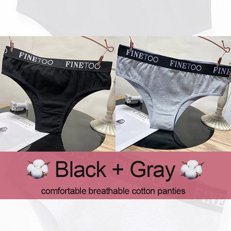 M-XXL Women's Panties Cotton Underwear Sexy Lingerie Panties Female Underpants Briefs Intimates Finetoo Cotton Pantys 2PCS/Set