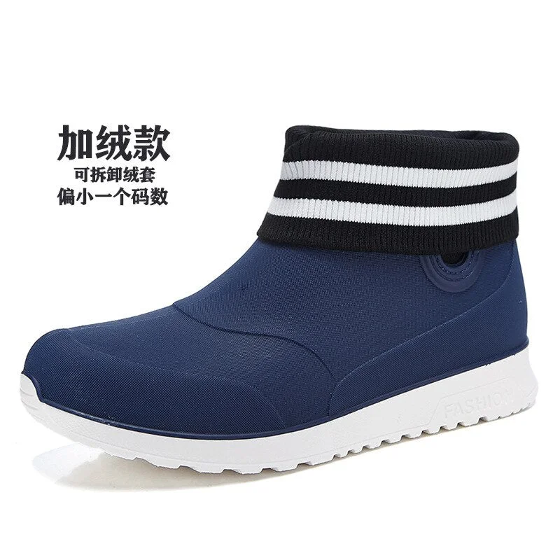 Ankle Rain Shoes Women Waterproof Water Shoes Ankle Pvc Rainboots New Female Fashion Solid Fishing Boots Slip On Winter Cotton