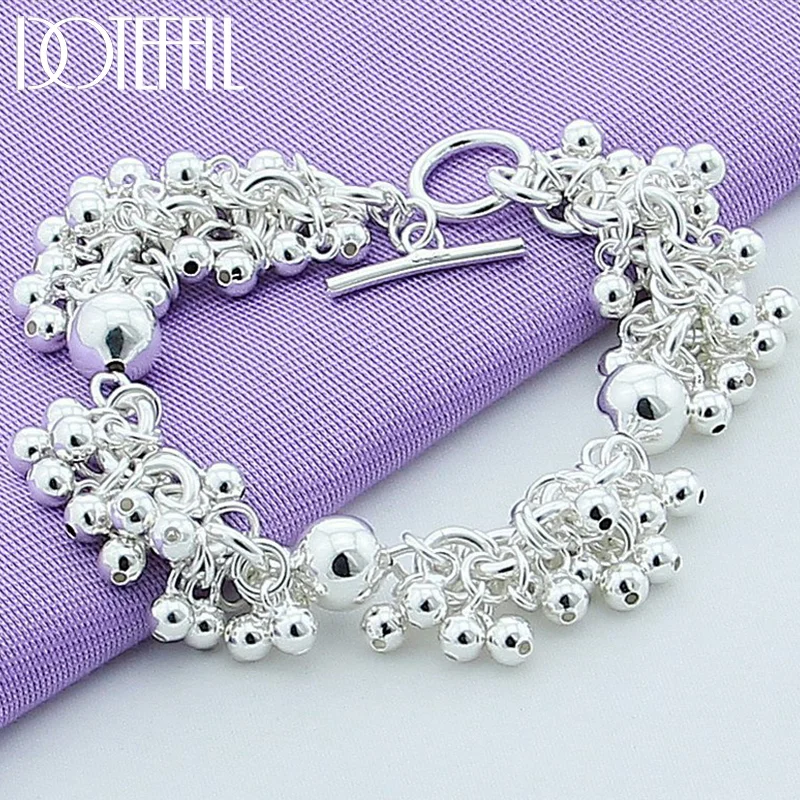 DOTEFFIL 925 Sterling Silver Grapes More Beads Charm Bracelets Jewelry For Women