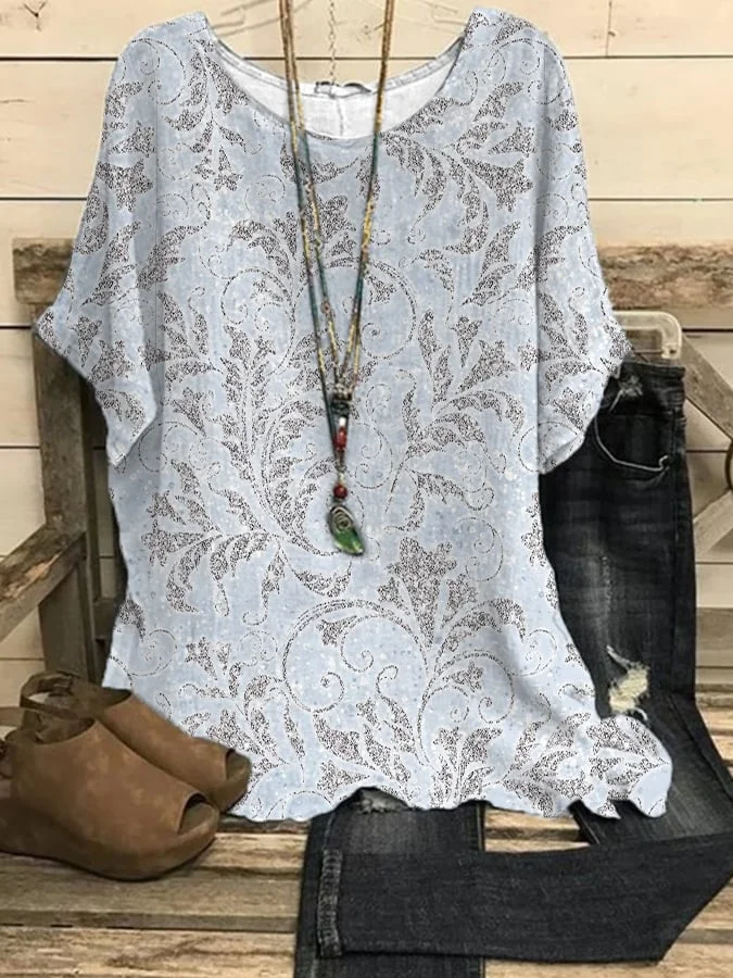 Women's floral short-sleeved top