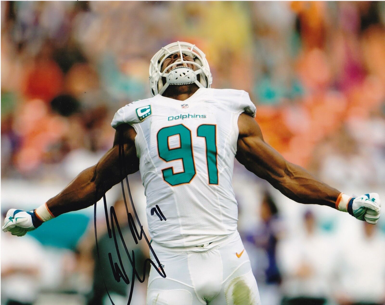 CAMERON WAKE MIAMI DOLPHINS ACTION SIGNED 8x10