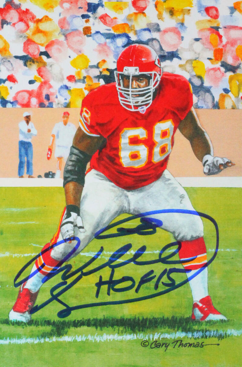 Will Shields Autographed Steelers Goal Line Art Card w/ HOF- Beckett *Blue