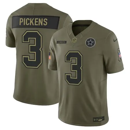 Men's Dallas Cowboys #3  George Pickens  Olive 2025 Salute to Service Retired Limited Jersey