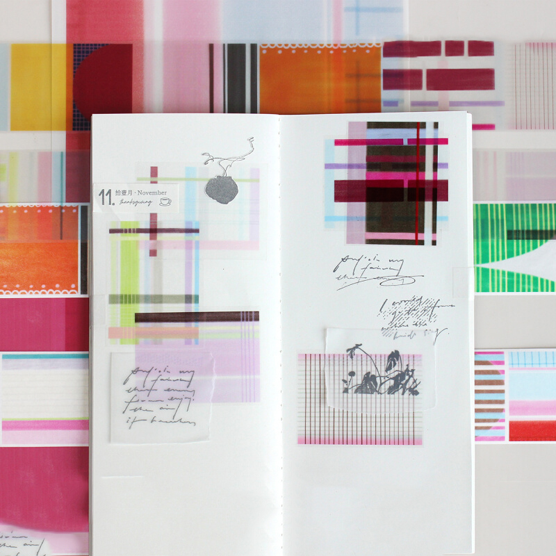 PET 테이프 - 55mm*5.1m, 다채로운 기하학적 무늬의 꼬임형 디자인