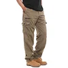 Men's Vintage Outdoor Tactical Cotton Elastic Waist Multi-Pocket Loose Cargo Pants by Inlyline
