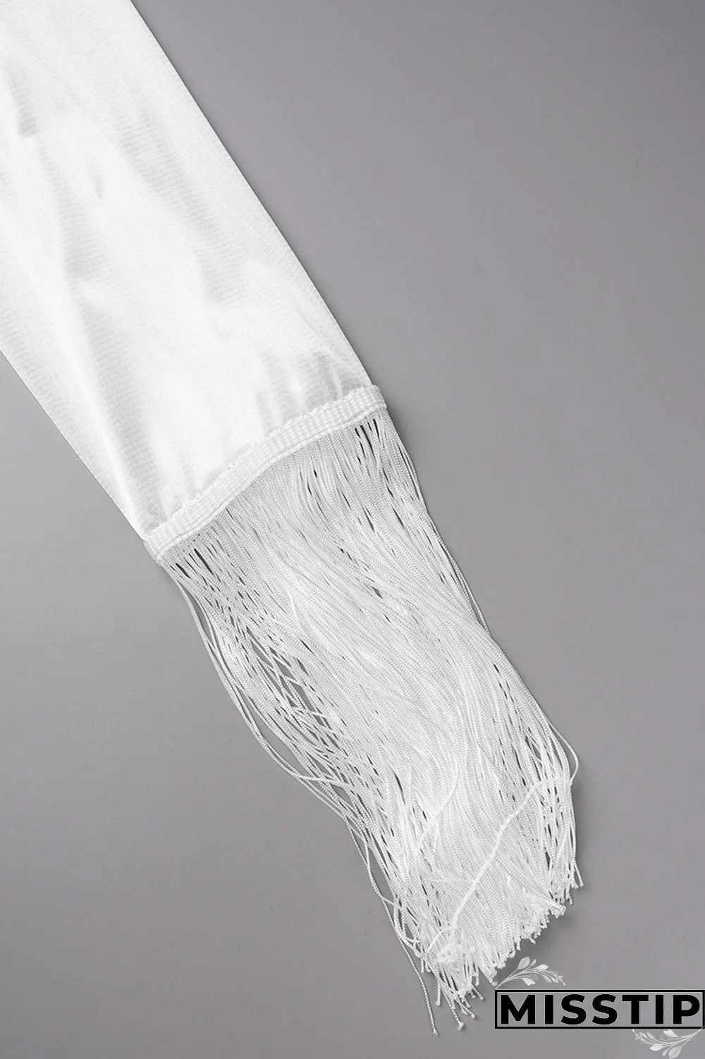 Black Sexy Solid Tassel Patchwork V Neck Long Sleeve Two Pieces