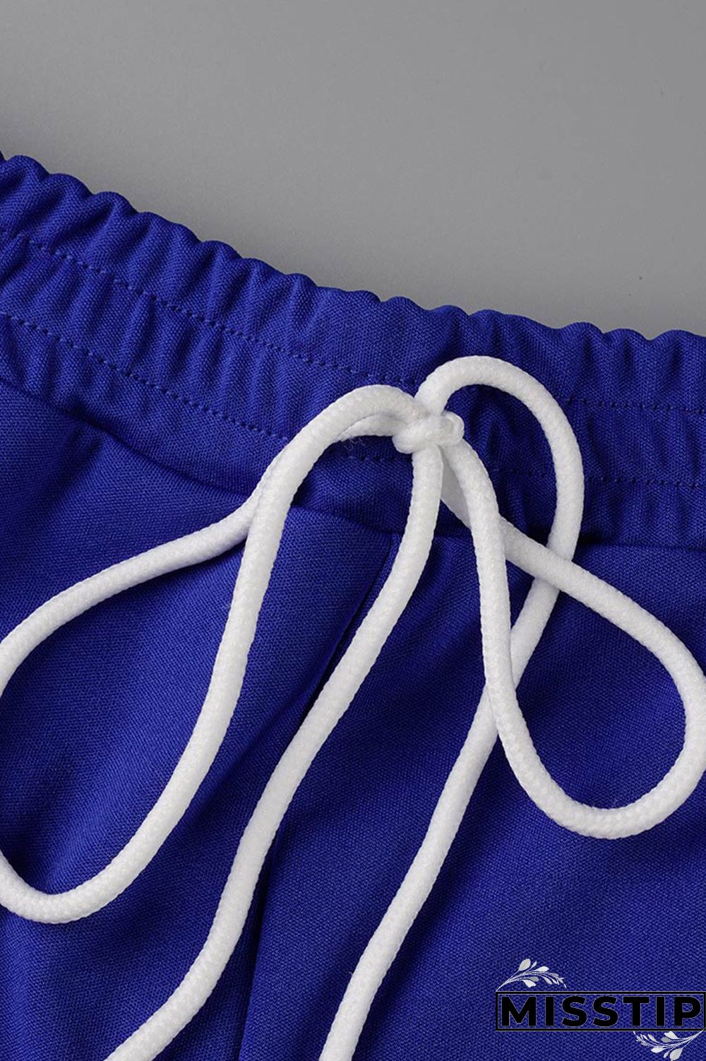 Blue Fashion Casual Solid Basic O Neck Short Sleeve Two Pieces