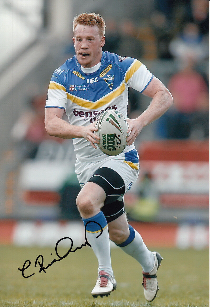 Warrington Wolves Hand Signed Chris Riley 12x8 Photo Poster painting 14.