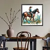 Cowboy M&auml;dchen auf dem Pferder&uuml;cken - runder Bohrer Diamantmalerei - 40*40cm