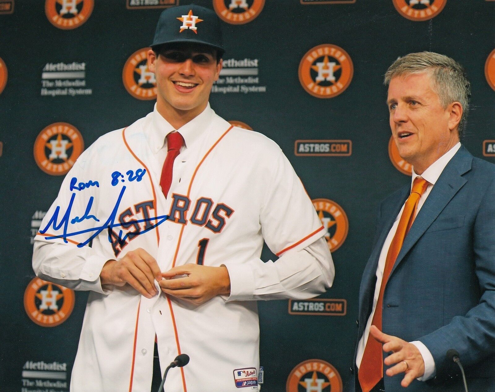 MARK APPEL signed *HOUSTON ASTROS* 8X10 Photo Poster painting 1st pick PHILLIES baseball W/COA 1