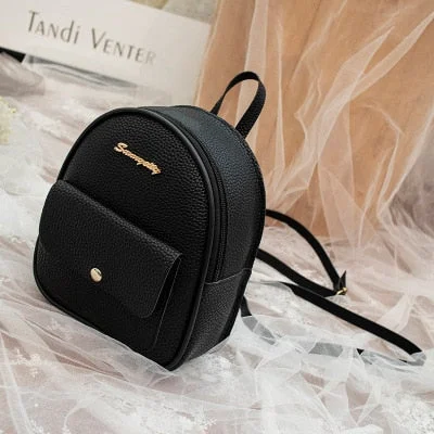 Mini Backpack Women Pu Leather Shoulder Bag For Teenage Girls Kids Multi-function Small Bagpack Female Ladies School Backpack